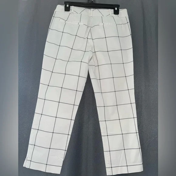 New York & Company Women White Grid Chinos - Picture 2 of 6